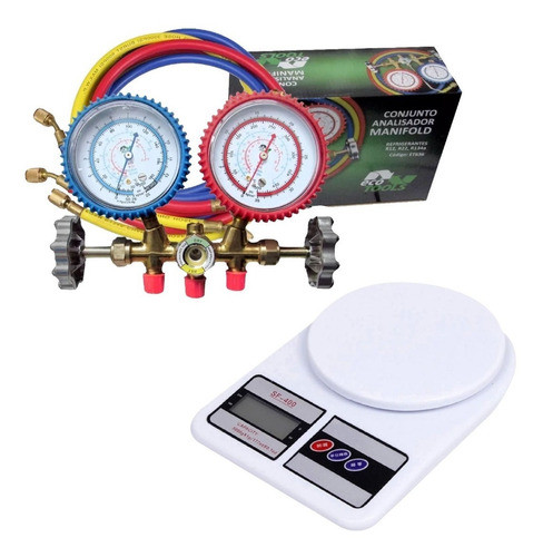 Manifold R12 R22 R404a R134a Ecotools + Balança 10kg Digital 0