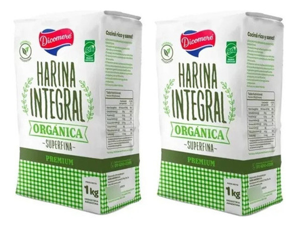 Harina Trigo Integral Organica Superfina Dicomere 1kg X 2u 0