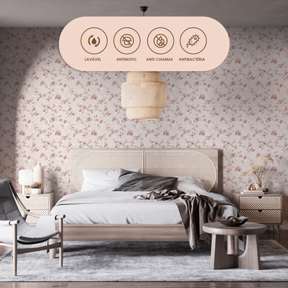 Papel De Parede Autocolante Quarto Casal Floral Delicado 10m 1