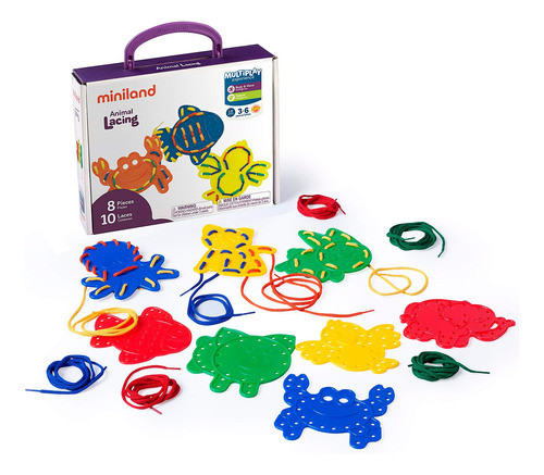 Juego Miniland Figuras Para Coser Animales Didactico Niño Ax 0