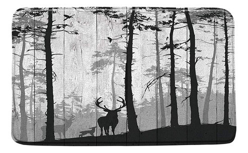 Livefun Deer Forest Bath Mat Abstract Forest Tree Family Dee 0