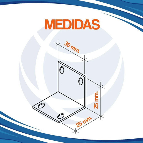 Escuadra Soporte 25x25x35 Mm De Fijación Negra X10/u Cima M 1