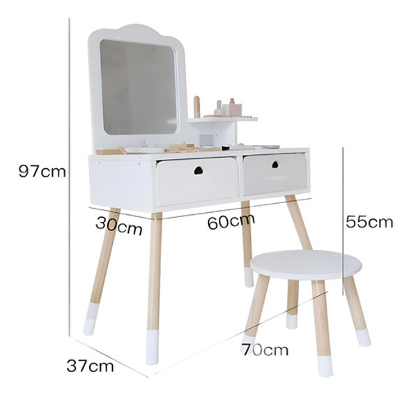 Tocador Infantil Con Banco En Madera Con Accesorios Nunukids 1