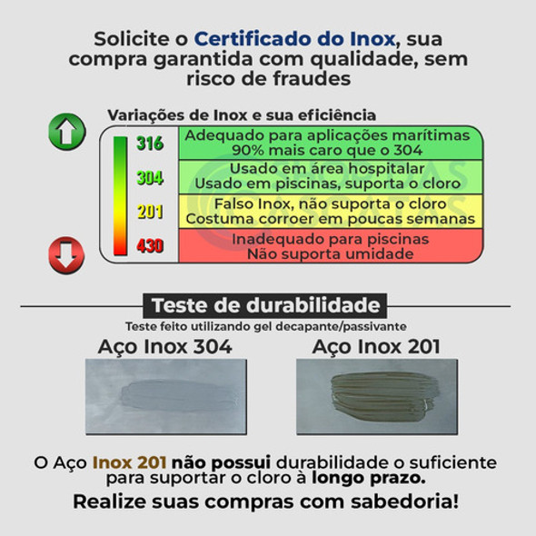 Corrimão Ilha 120 Cm Para Piscina + Chumbadores Inox 1