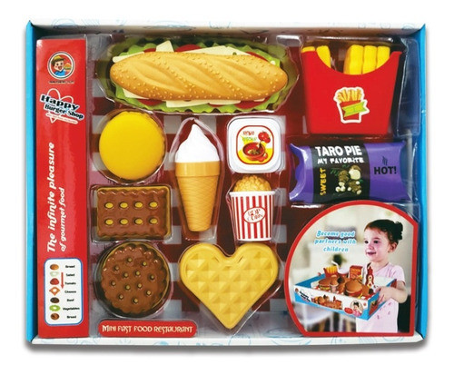 Set Comidas De Juguete 18 Piezas Feliz Burguer Shop Comidita 0