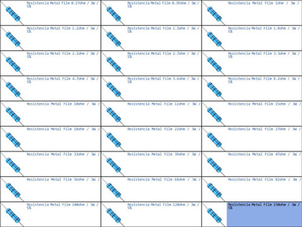 Resistencia Metal Film 150ohm 3w 150e Resistor Potencia 1