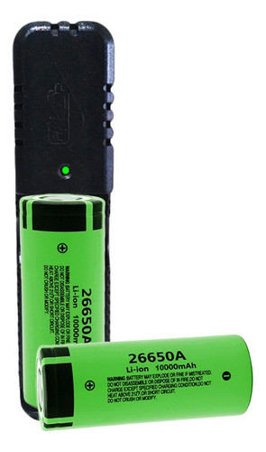Cargador De Pila Con 2 Baterias 26650 + Capacidad Linterna 0