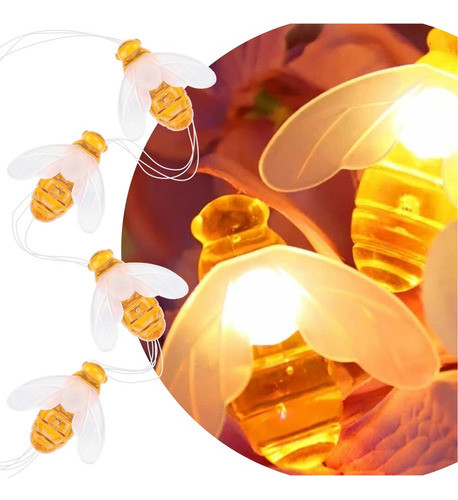Guirnalda Decorativa Abejas Led Calida Decora Enchufe Luz- 0