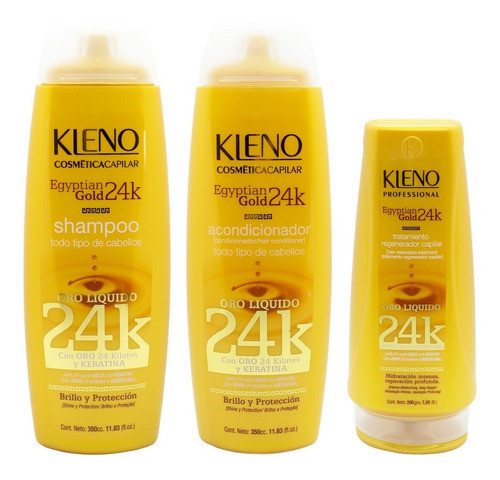 Kleno Egyptian Gold 24k Shampoo Acondicionador Mascara 200gr 0