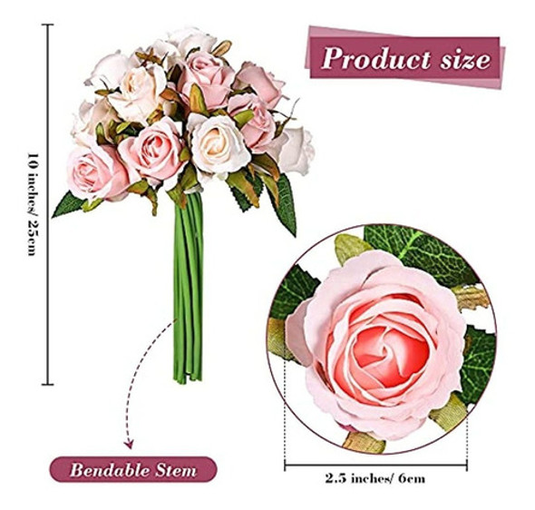 24 Piezas De Flores De Rosa Artificiales Flor De Rosa De Sed 1