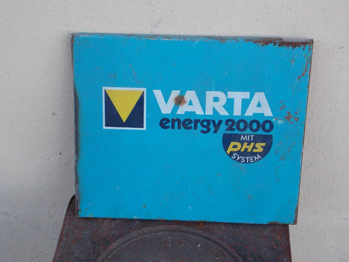 Cartel Chapa Pila Varta No Esmaltado 0