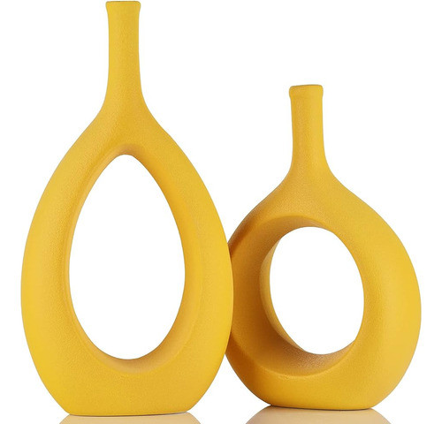 Jarrón Amarillo Para La Decoración Del Hogar, Juego De Jarró 0