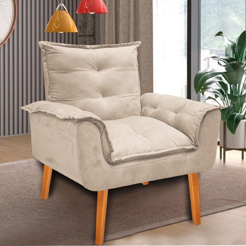 Combo Poltrona Decorativa Opala Deluxe Puff - Bela Móveis 1