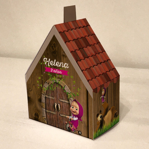 Casita Imprimible Personalizada Masha Y El Oso Souvenir 1