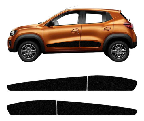 Kit Faixa Lateral Renault Kwid 2018 2019 Adesivo Preto 0