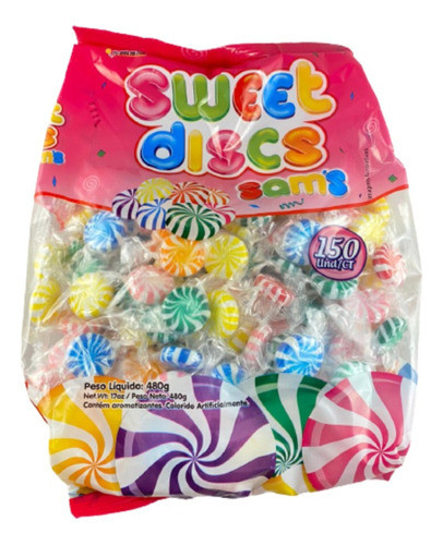 Caramelo Golosina Sweet Discs Tuti Fruti Bolsa De 150 0