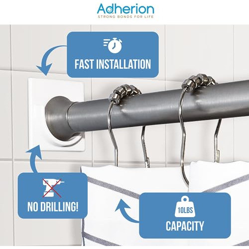 Soporte Adhesivo Para Tubo De Cortina De Baño- No Perfora C 1