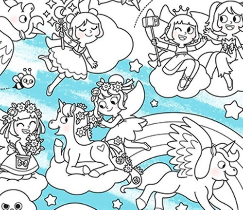 Lona Gigante Lavable Unicornios Y Hadas 1