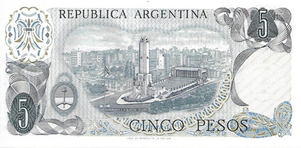 Bottero 2321 $ 5 Pesos Ley 18188 Serie A Aunc Palermo 1