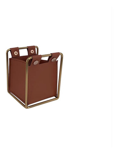 Organizador De Mesa Couro Sintético Marrom 10cm Th0036 Btc 0