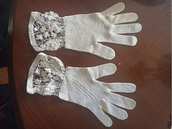 Guantes De Hilo Blanco Antiguos 0
