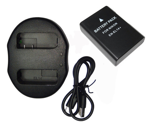 Cargador Doble + 1 Bateria Para  Nikon En-el14 D3100 D3200 0