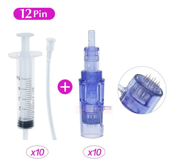 F8 Mts Microneedle 10 Pcs Cartuchos E 10 Pcs Seringa Tubo 1