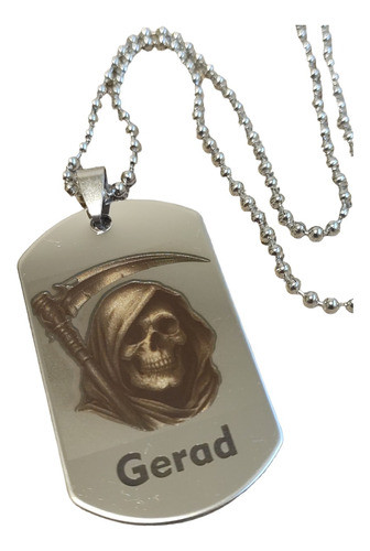 Medalla San La Muerte Personalizada Mas Cadena Fotograbado 0