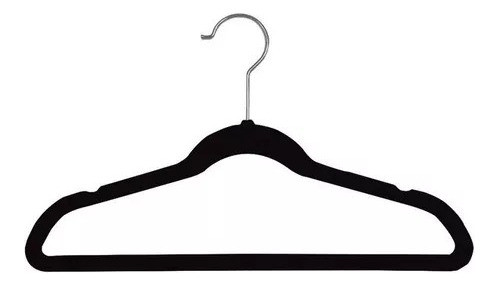 Perchas Slim Terciopelo Negras Infantiles Chicos X 10 U 1