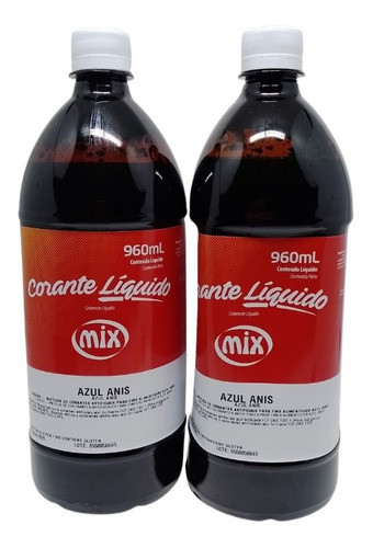 Corante Alimentício Mix - Azul Anis 960 Ml Com 2 Pçs 0