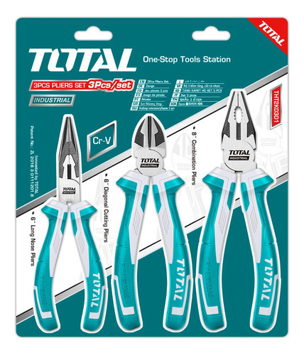 Set 3 Alicates, Pinzas Total - Cromo Vanadio, Industrial 1