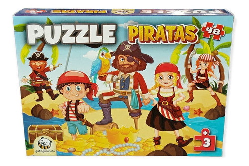 Rompecabezas Puzzle De 48 Piezas Piratas Cartón 33x23 Cm 1