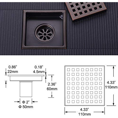 Desague Cuadrado Para Ducha Con Rejilla Extraible - Bronce 1