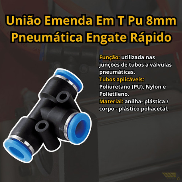 Kit 100 Conexões Em T 8mm 1 Kit 100 Conexões Em T 8mm 1