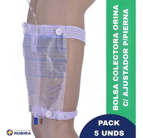 Bolsa Colectora De Orina Con Sujetador Para Pierna Pack X 5 1