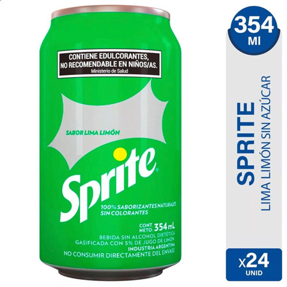 Sprite Sin Azucar Lata Lima Limon Gaseosa Pack X24 Unidades 0