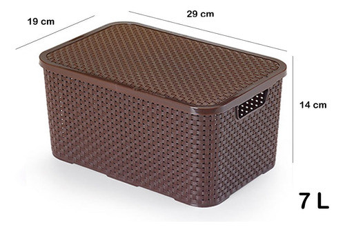 Kit Com 2 Caixas Organizadoras Rattan 7l - Marrom 1