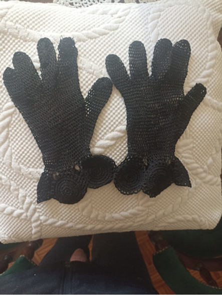 Guantes De Hilo Negro Antiguos 0