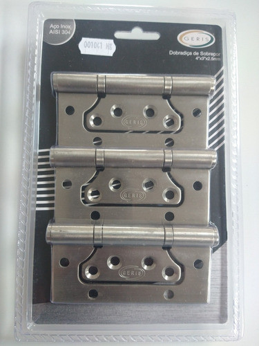 Dobradiça Geris 4x3 Sobrepor Inox Esc. C/rolamento C/03 Pçs. 1