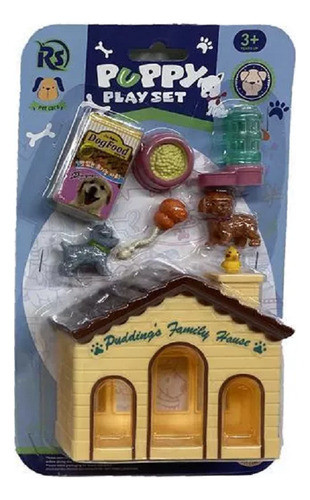 Set Muñecos Mascota Perritos Coleccion Con Cucha Casita 1