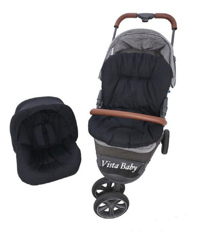Kit Colchonete Para Carrinho+ Capa Bb Conforto+ Capota Preto 0