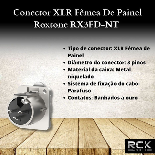 Conector Xlr Fêmea De Painel Roxtone Rx3fd-nt 1