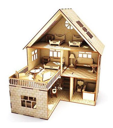 Vector De Corte Laser Casa De Muñecas Y Mubles Cdr Envio Ya! 1