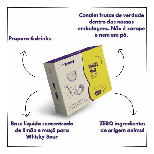 Preparo Líquido Drink Whisky Sour Easy Drinks 6 Sachês 1