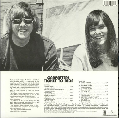 Carpenters  Ticket To Ride Vinilo Nuevo Lp 1