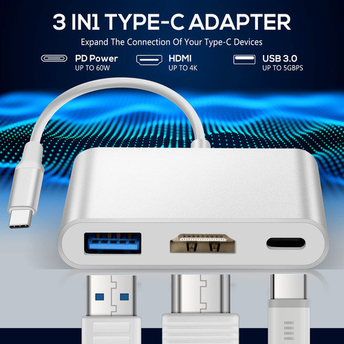 Tsemy Adaptador Usb C A Hdmi, Adaptador Multipuerto Usb C Ti 1