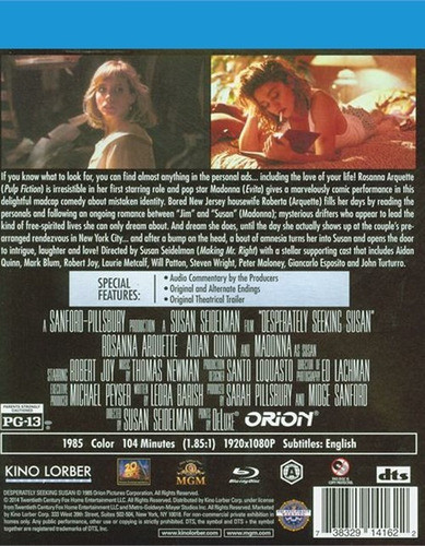 Blu-ray Desperately Seeking Susan / Subtitulos En Ingles 1