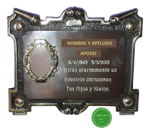 Placa De Bronce N° 34 La Botón Con Foto Cerámica Esmaltada. 1
