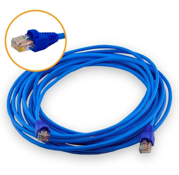 Kit 5 Un Cabo De Rede 10m Cat5e Furukawa Rj45 Azul Gigabit 0