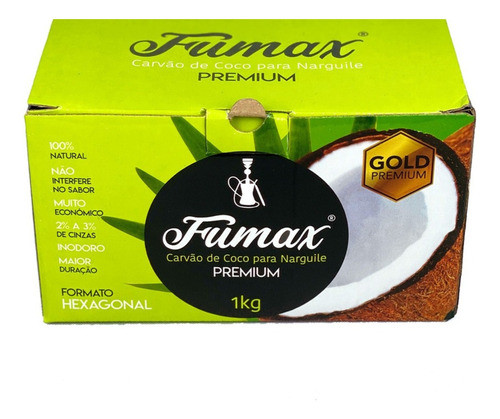 Carvão Fumax Premium Para Narguile 100% Coco Hexagonal 1kg 1